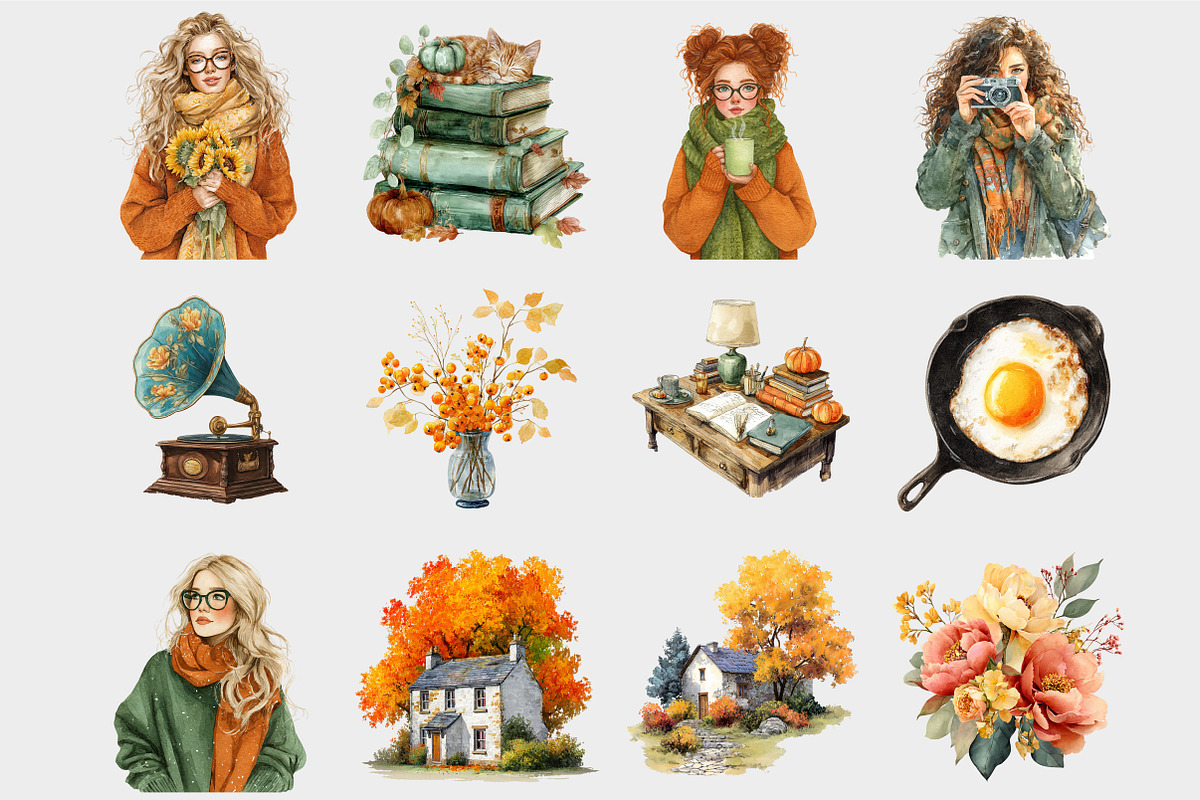 Watercolor Fall Clipart, a Seasonal Illustration by Design Market (Photo 5 of 5)