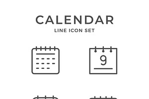 Set line icons of calendar, an Outline Icon by motorama