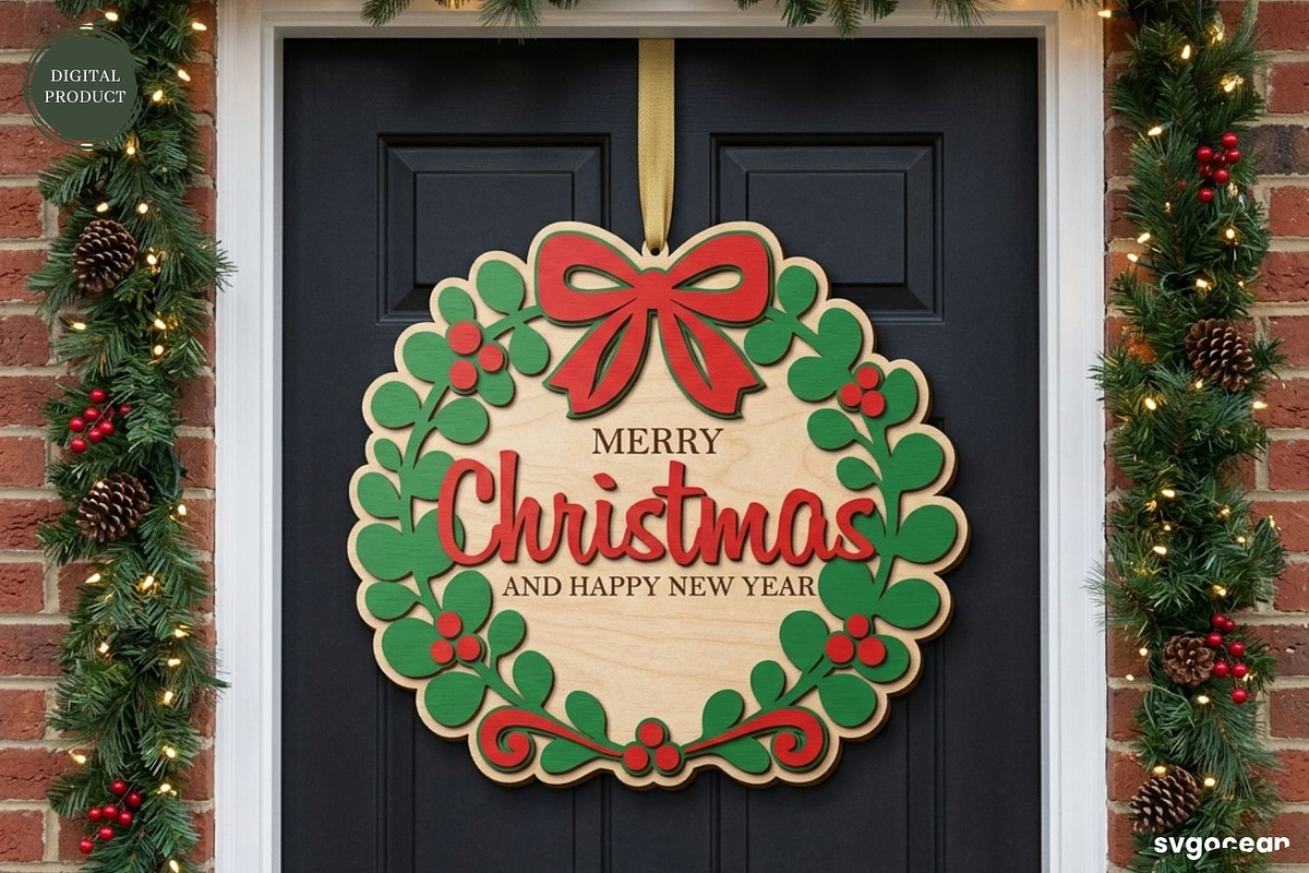 Christmas Door Sign Svg Bundle, a Decorative Illustration by svgocean (Photo 6 of 11)