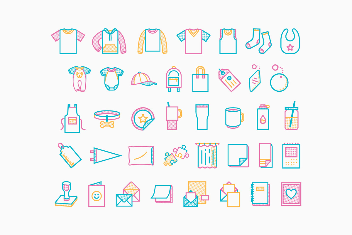 90's Print on Demand Product Icons, an Outline Icon by Sungy Side Up (Photo 3 of 9)