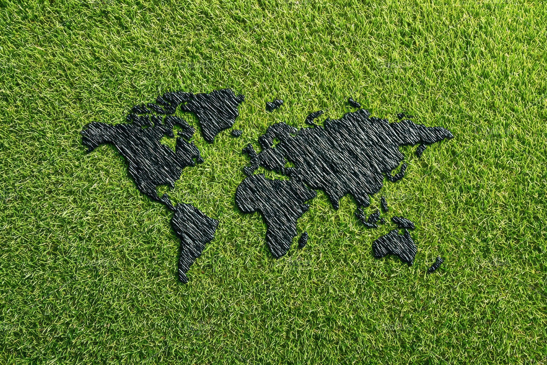 Artistic world map on green grass background, a Nature Photo by AlyaAnd