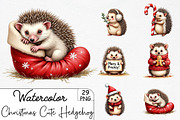Christmas Cute Hedgehog Clipart, an Illustration by CrexoraLab (Thumbnail 1 of 5)