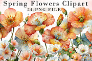Whimsical Spring Flowers Clipart, an Illustration by Libby Wishes (Thumbnail 1 of 8)
