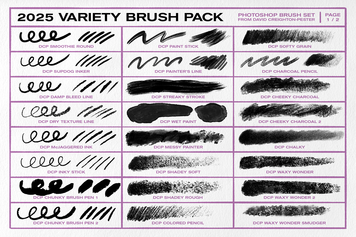 2025 Variety Brush Pack - Photoshop, a Brushes & More by David Creighton-Pester (Photo 2 of 4)