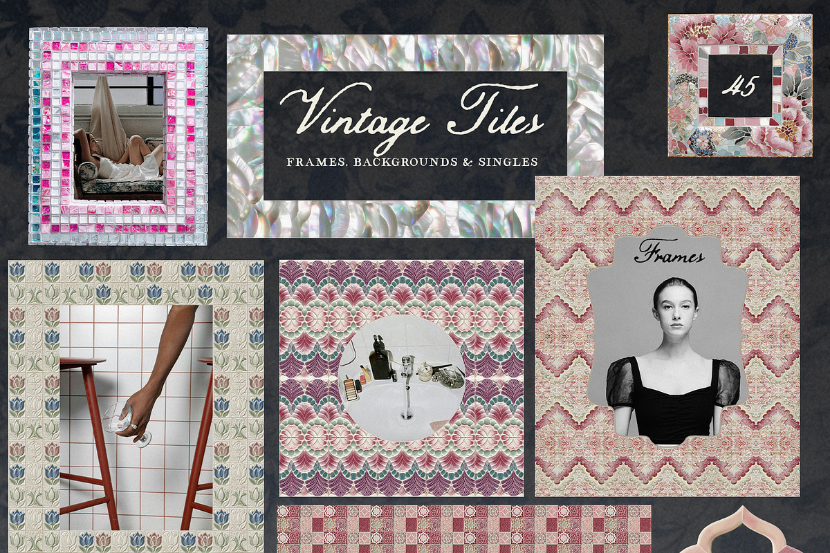 Vintage Tiles: Frames, Backgrounds, an Object Graphic by Purple (Photo 5 of 12)