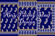 Navy Paisley Scarf, a Pattern Graphic by ThaiByGaew (Thumbnail 1 of 3)