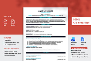Modern ATS Resume Template in word