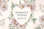 ROMANTIC PEONIES watercolor set, a Decorative Illustration by Yuliia Lashevska (Thumbnail 1 of 14)