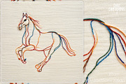 Colorful Thread Horse Embroidery Art, an Animal Illustration by yahu88studio (Thumbnail 2 of 7)