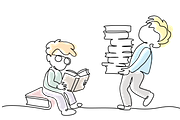 Two boys pupils sitting and standing, an Education Illustration by Valenty (Thumbnail 2 of 3)