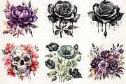 Watercolor Halloween Flowers Clipart, an Illustration by Libby Wishes (Thumbnail 2 of 3)