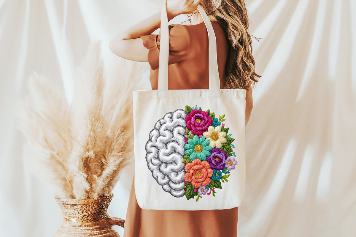 Mental Health Floral Brain Faux Yarn, an Illustration by designcity5 (Photo 4 of 9)
