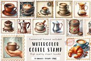 Coffee Old Postage Stamp Clipart, an Illustration by CreationArt (Thumbnail 1 of 5)