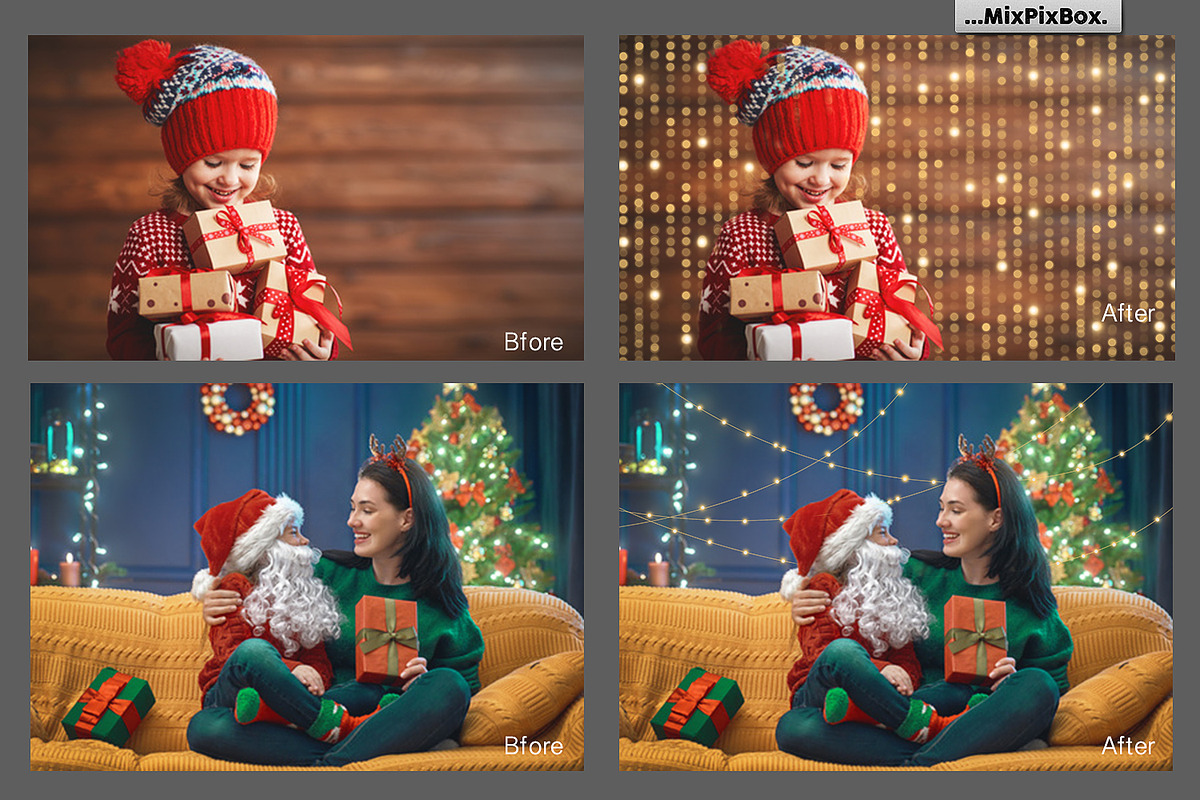 Christmas Lights Golden Glow, a Layer Style Add-On by MixPixBox (Photo 2 of 12)