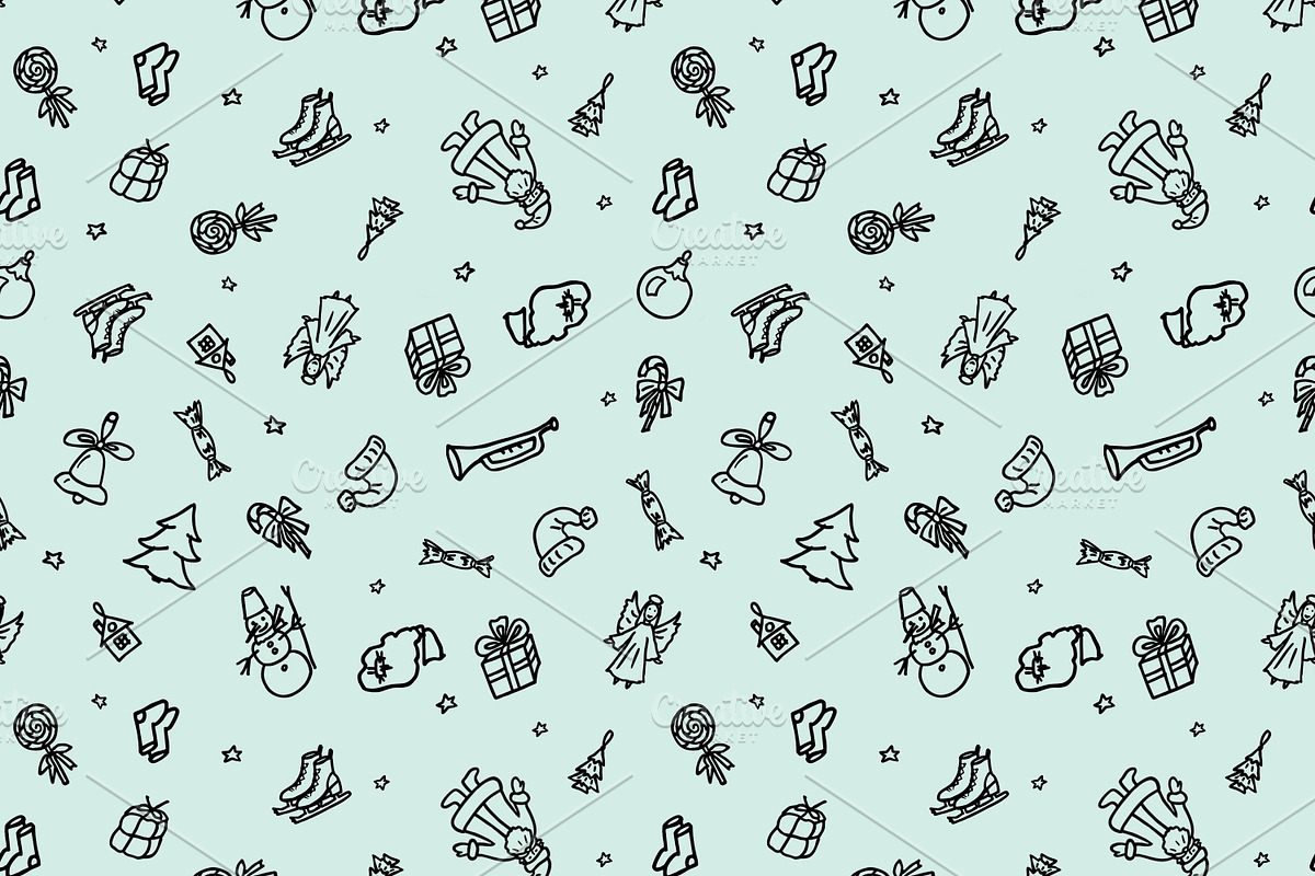 Line art Winter seamless Pattern PNG, a Seasonal Illustration by NatArt (Photo 2 of 4)