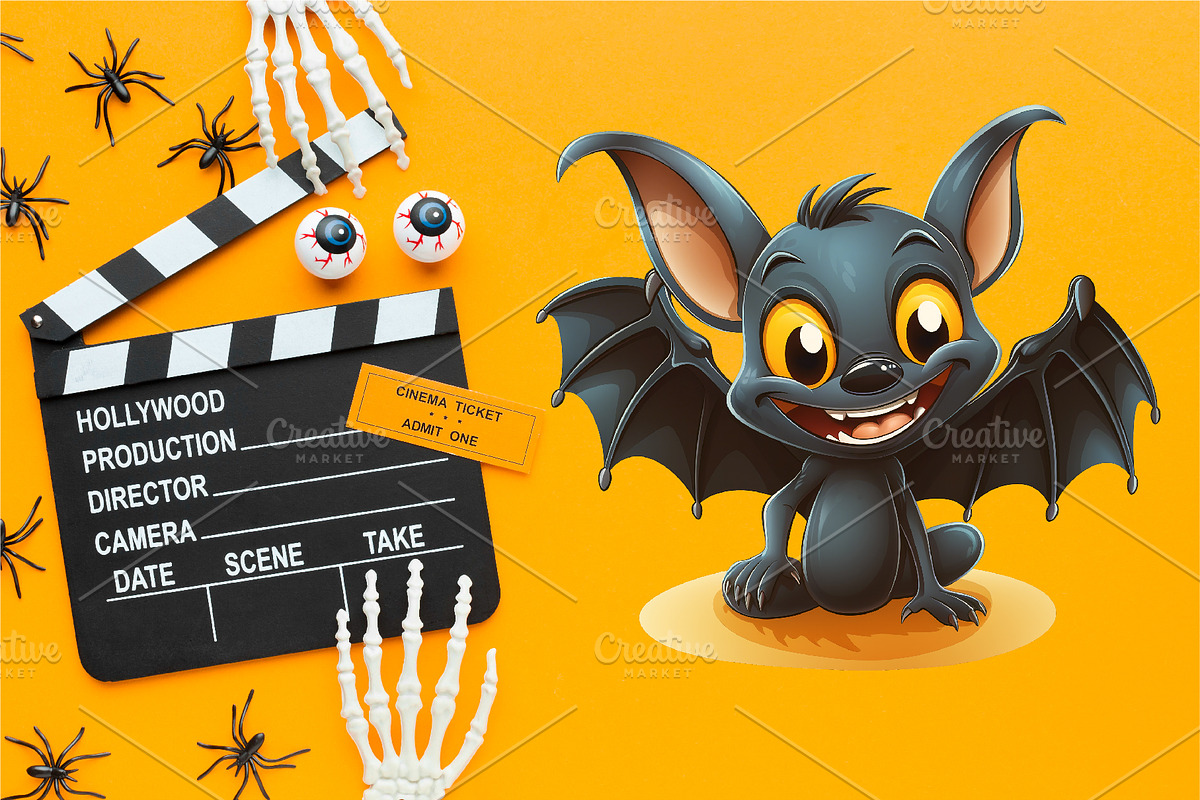 Cute Halloween bats. TShirt Sticker., an Animal Illustration by KENO Mascots (Photo 9 of 9)