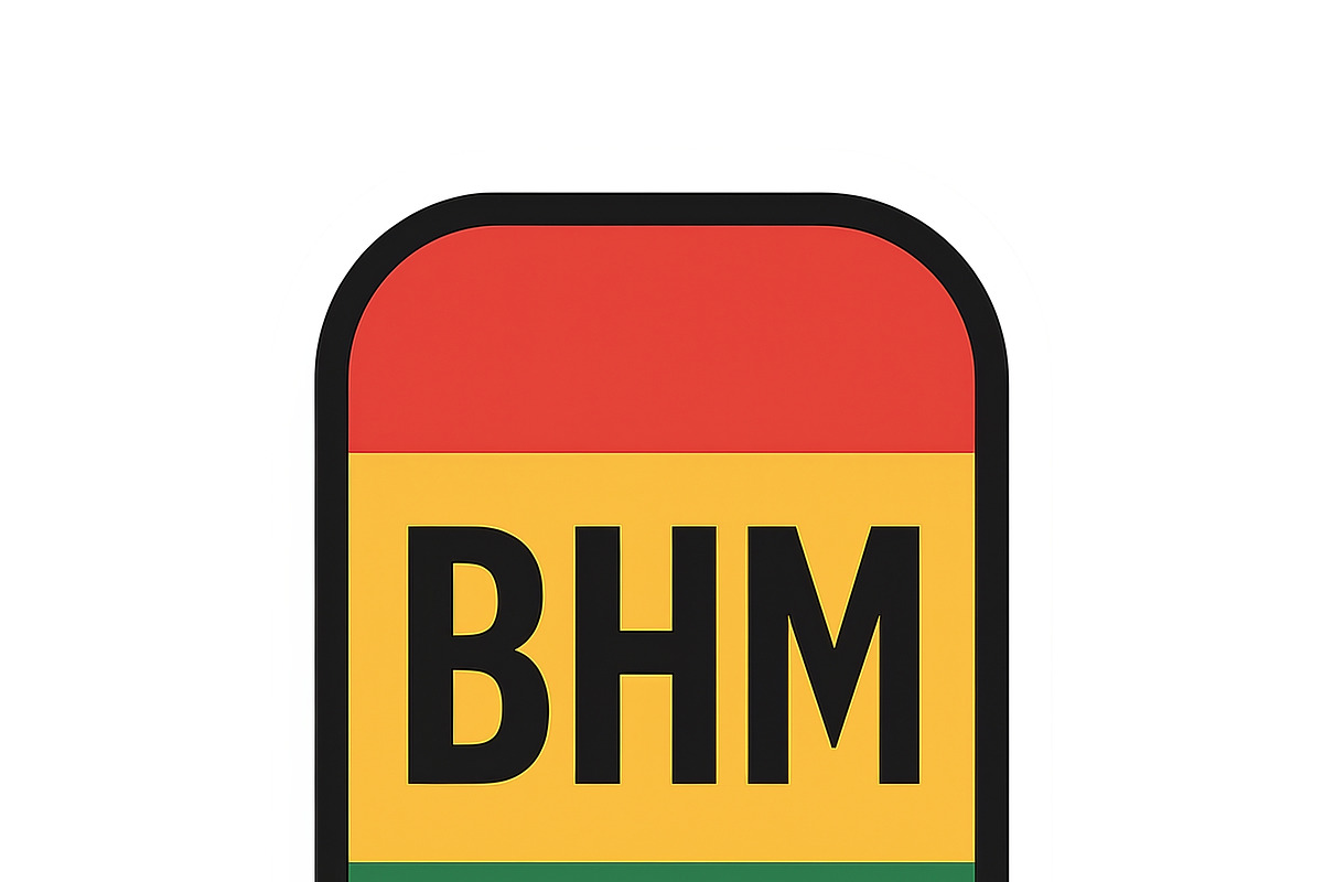 BHM symbol on a rectangular badge wi, an Illustration by Dvoevnore photos