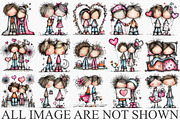 Whimsical Valentine Couple Clipart, an Illustration by Canvas Craft (Thumbnail 3 of 6)
