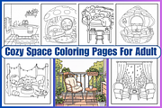 36 Cozy Spaces Coloring Pages, a Decorative Illustration by Coco Bloom (Thumbnail 1 of 3)