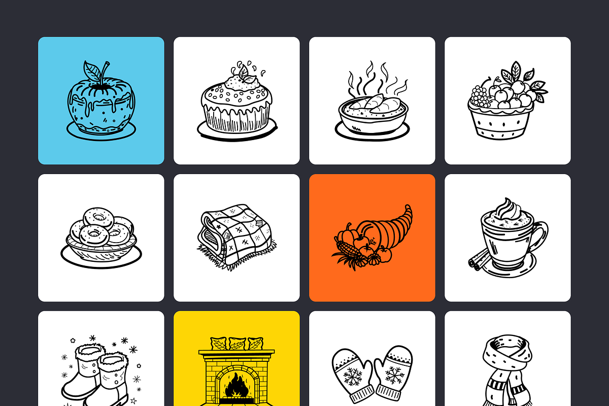 Cute Thanksgiving Doodles Set, an Outline Icon by Brickclay (Photo 8 of 9)