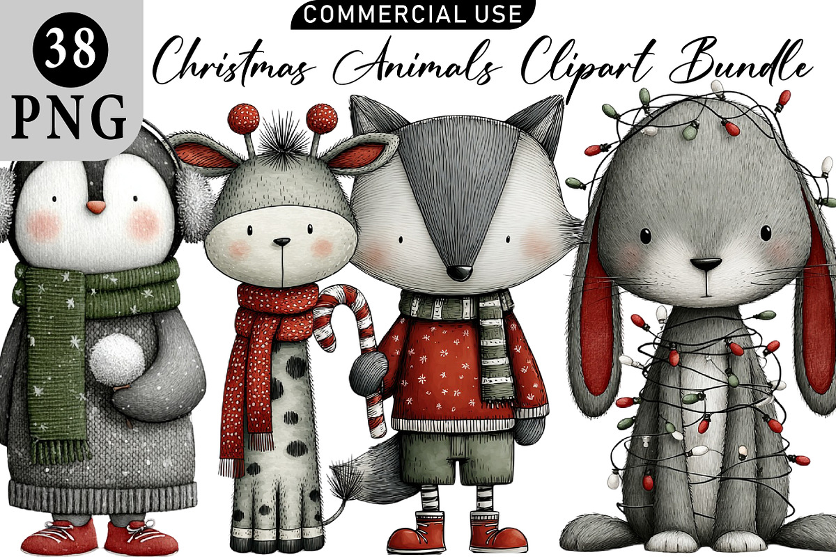 Christmas Animals Clipart, an Illustration by Daily.Designs (Photo 1 of 5)