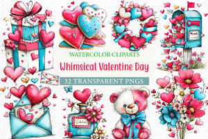 Whimsical Valentine Day Clipart Png, an Illustration by Craft Nest