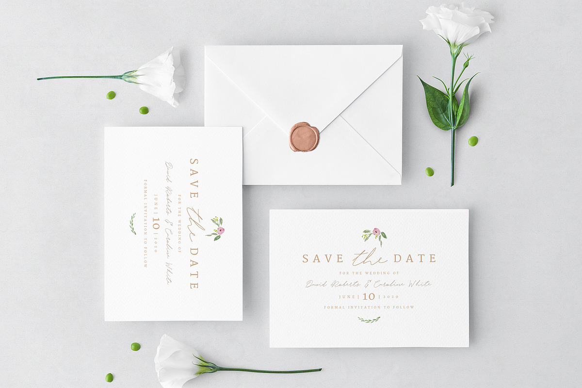 Greenery Save the Date Invite PSD, a Stationery Template by By Stephanie Design (Photo 2 of 3)