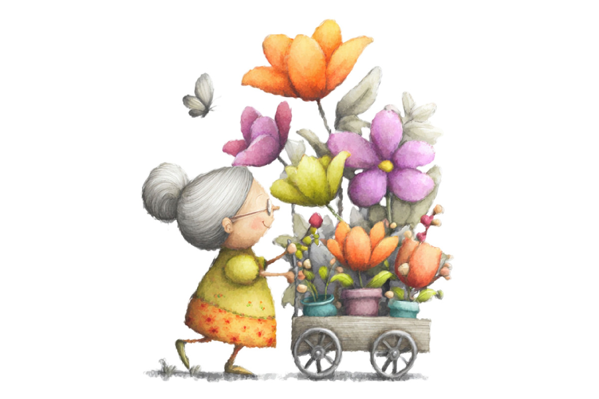 Whimsical Spring Garden Grandma Clip, an Illustration by Designking (Photo 6 of 7)