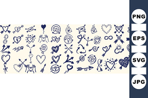 Hand Drawn Love Arrow Clipart, an Illustration by designvectx