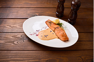 Grilled Salmon Fillet with Cream, a Food & Drink Photo by wip3out
