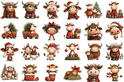 Rustic Christmas Cute Cows Clipart, an Illustration by Sublimation Artist (Thumbnail 2 of 6)