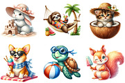 Summer Cute Animals Clipart, a Seasonal Illustration by DreamArtGraphic (Thumbnail 4 of 4)