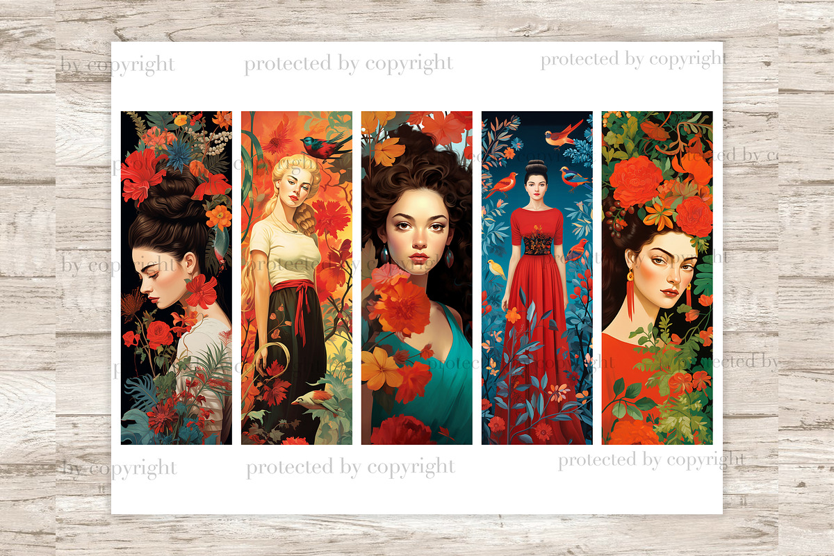 Floral Girls Bookmarks, a Person Illustration by GlamArtZhanna (Photo 2 of 3)