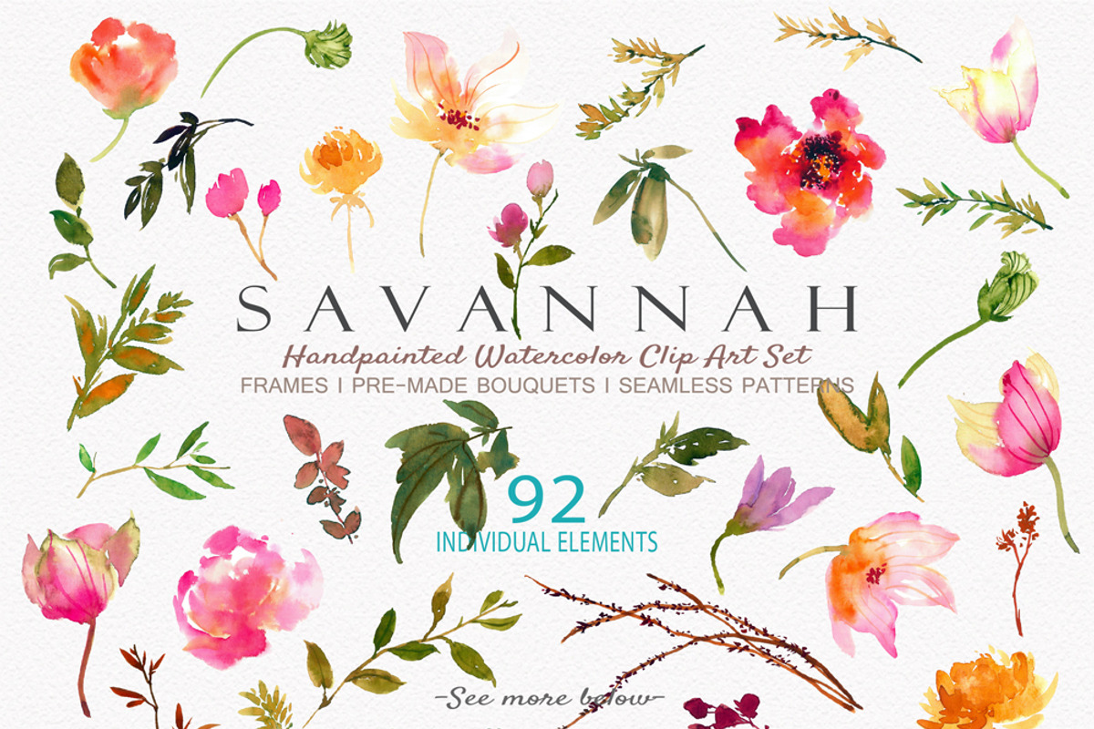 Savannah - Watercolor Floral Set, a Graphic by SmallHouseBigPony (Photo 5 of 12)