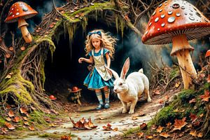 Alice looks out of the rabbit hole, a Photo by TatsianaSalauyova