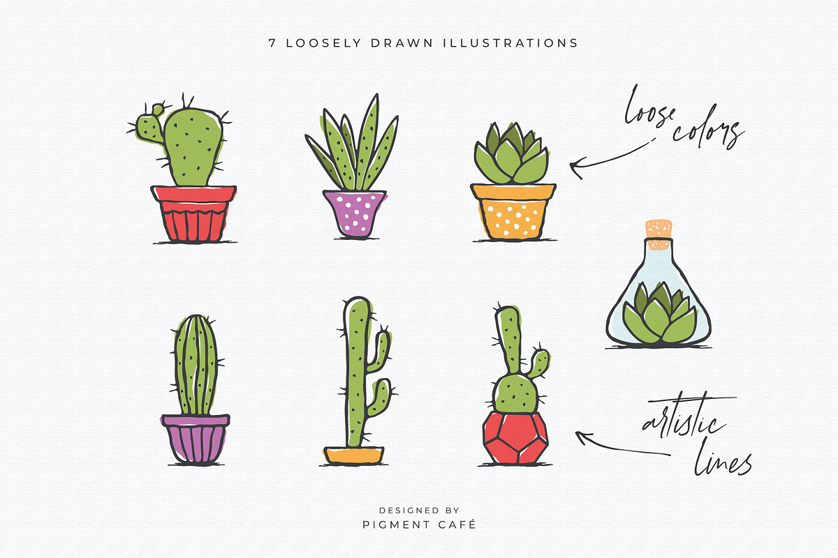 Cacti & Succulents Graphics Bundle, a Decorative Illustration by Pigment Café (Photo 2 of 7)