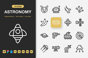 Astronomy Outline Icons