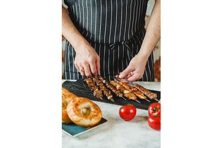 Shish kebab or kebab - pieces of