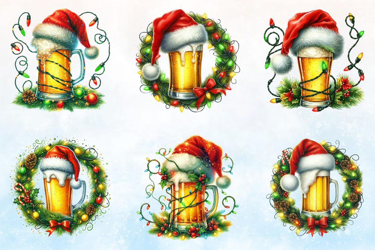 Watercolor Christmas Beers Clipart, a Seasonal Illustration by Rose Art (Photo 2 of 7)
