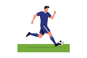 A male soccer player in motion kicki, an Illustration by designvectx