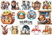 Cute Noah's Ark Watercolor Clip Art, an Illustration by Pixels.Craft (Thumbnail 1 of 7)