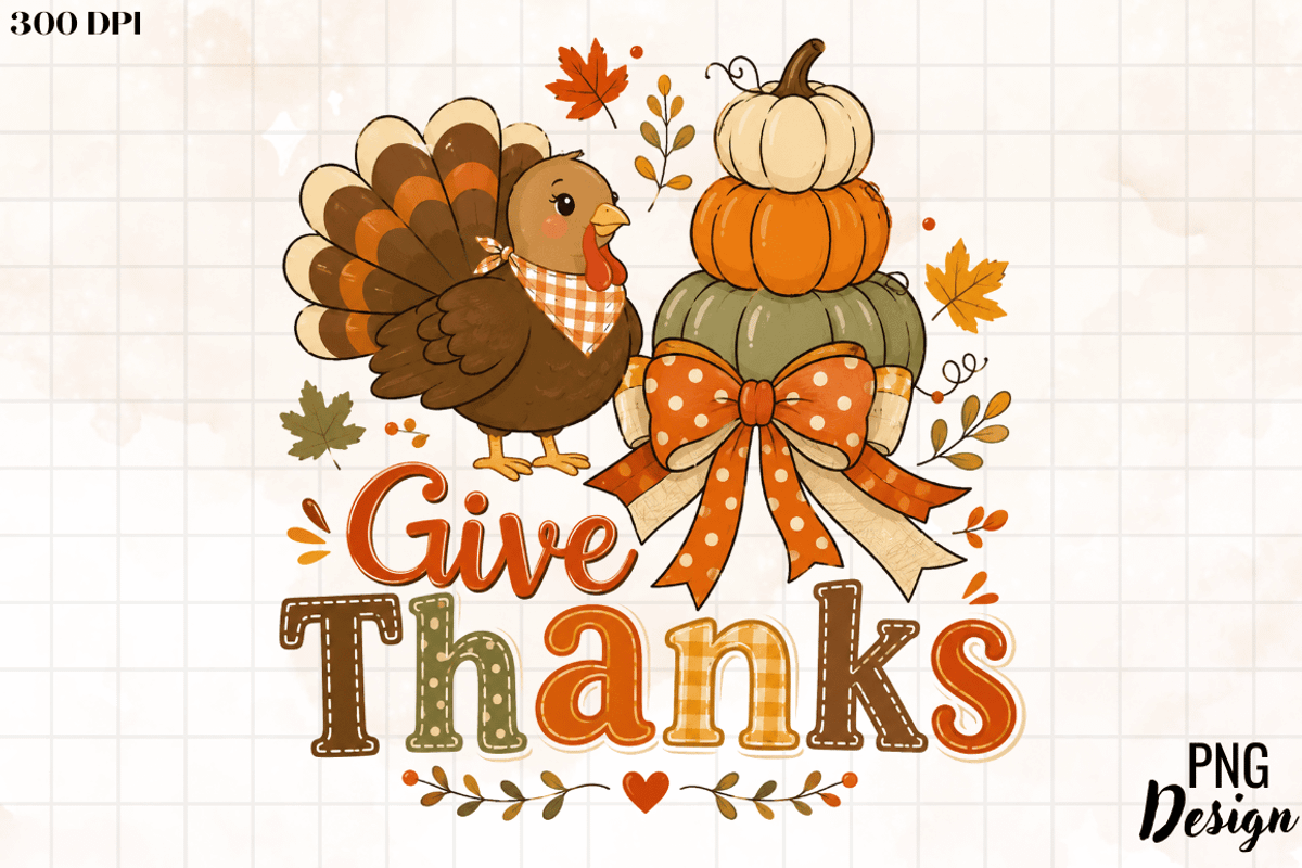 Coquette Give Thanks PNG, an Object Graphic by Cut File (Photo 2 of 3)