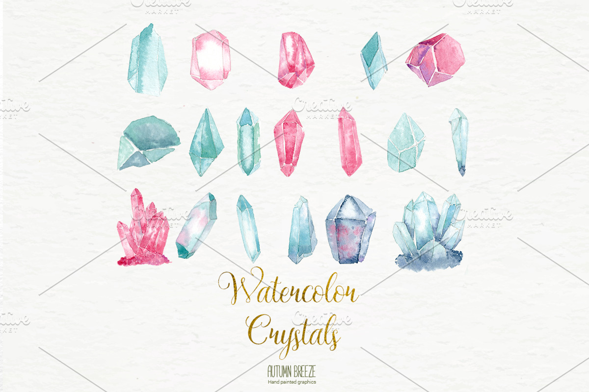 Watercolor gemes and cristals, an Object Illustration by Autumn Breeze (Photo 2 of 2)
