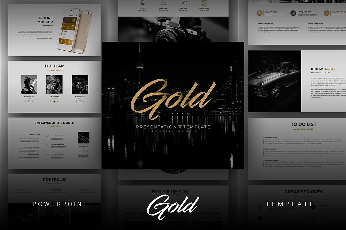 Gold PowerPoint Template, a Presentation Template by iHemalaya (Photo 1 of 7)