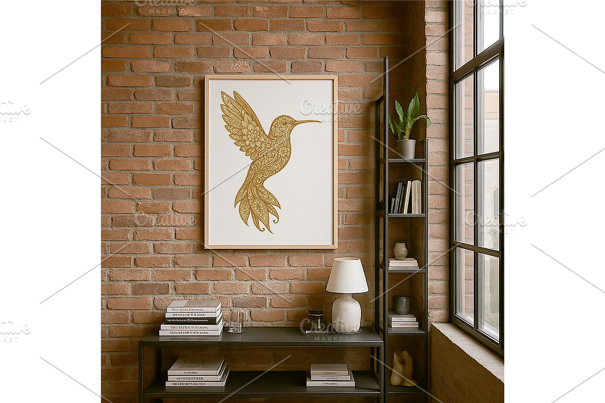 Floral Hummingbird Wall Art Elegant, a Background Graphic by LaseredNinja (Photo 7 of 7)