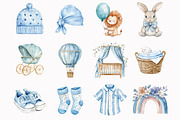 Blue Boho Nursery Clipart, an Illustration by Design Market (Thumbnail 2 of 5)