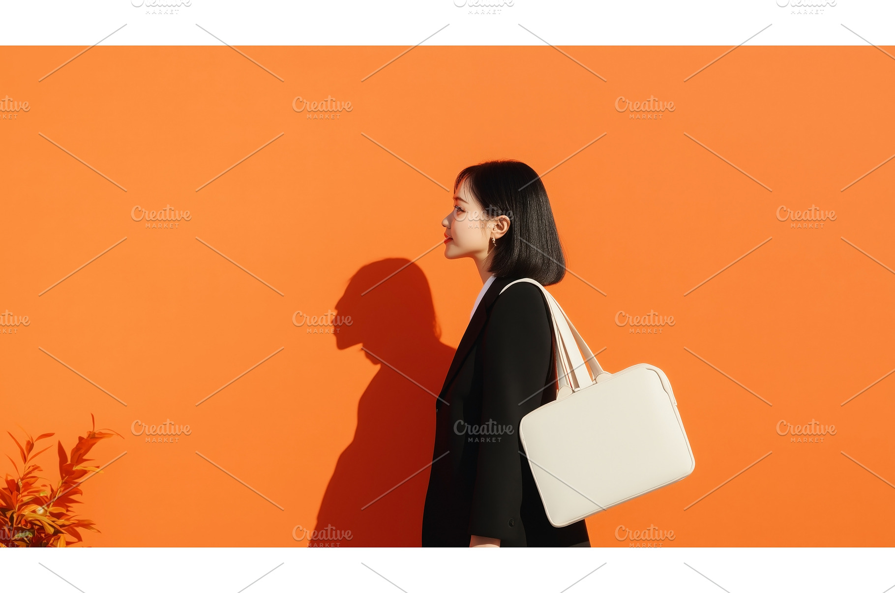 Asian businesswoman carrying a white, a Person Photo by Sergey Kotenev
