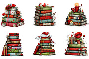 Valentine Stack of Books Clipart, an Illustration by Dream Creation (Thumbnail 4 of 6)