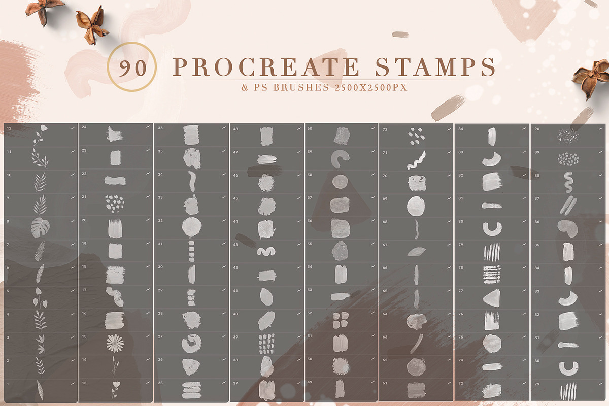 90 Procreate&Photoshop Brushes, a Brush Add-On by NassyArt (Photo 3 of 10)