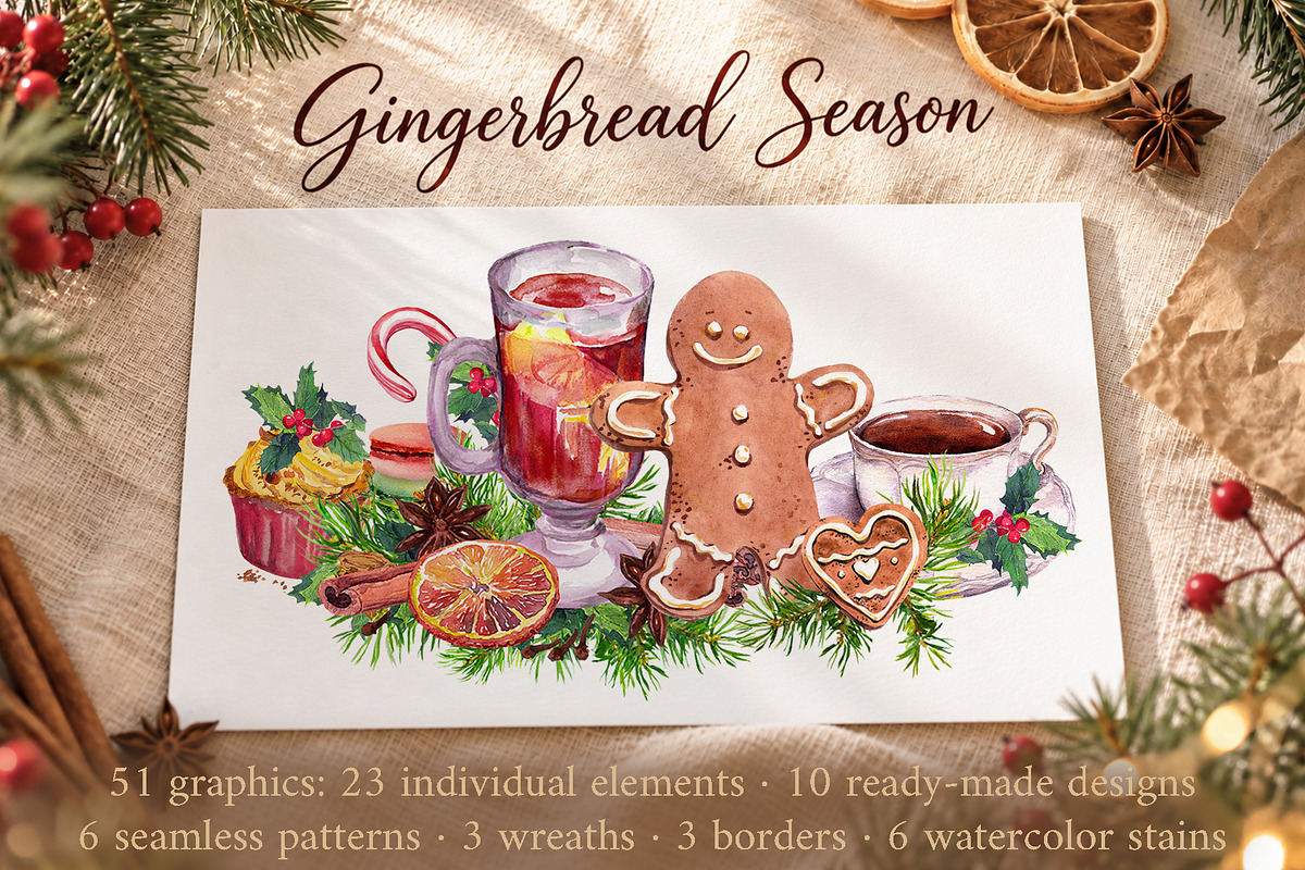 Watercolor Christmas Food Clipart, a Food Illustration by Where summer is (Photo 1 of 11)